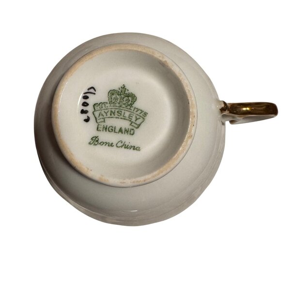 Vintage Aynsley Bone China Teacup Only C80017 Pink Cabbage Tea Rose Gold Filigee - Picture 10 of 12